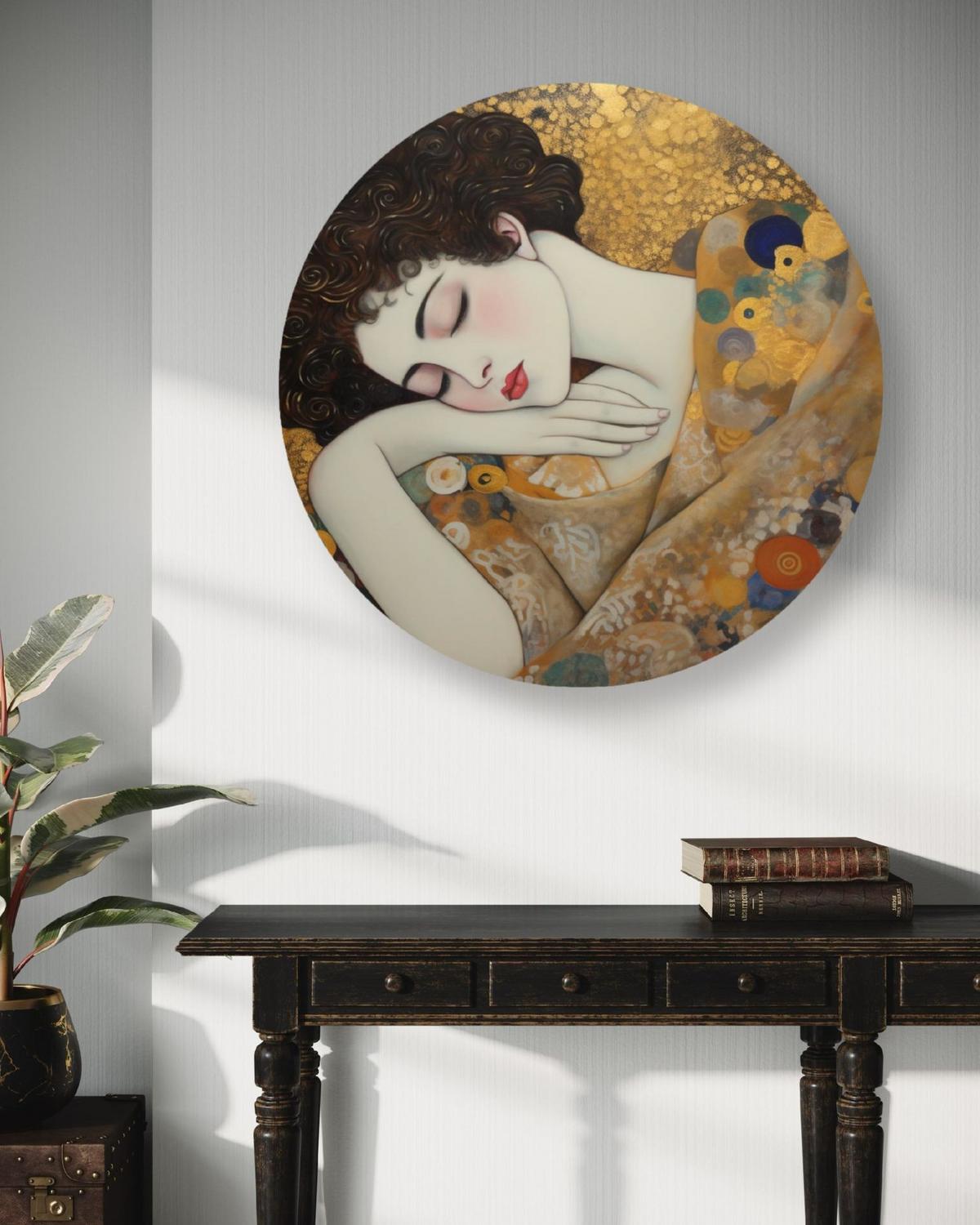 RUNDES BILD Gold 40/40 cm - Goldfarben, Textil (40/40cm) - KUNSTLOFT