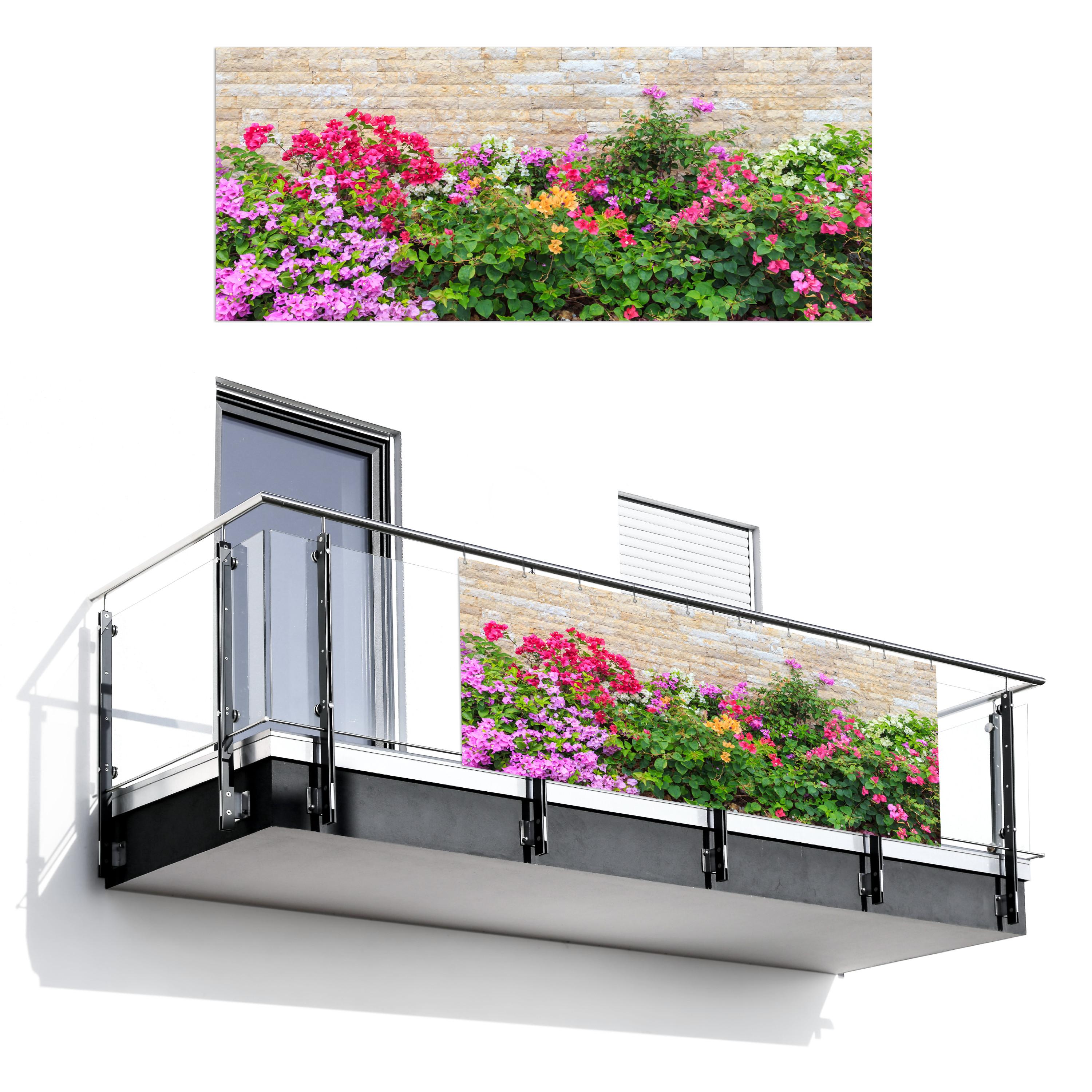 BALKON-SICHTSCHUTZ Blumen - Pflanzen - Blätter - Steine Balkon Deko 300x120 cm - Pink, Kunststoff (300/120cm) - MuchoWow
