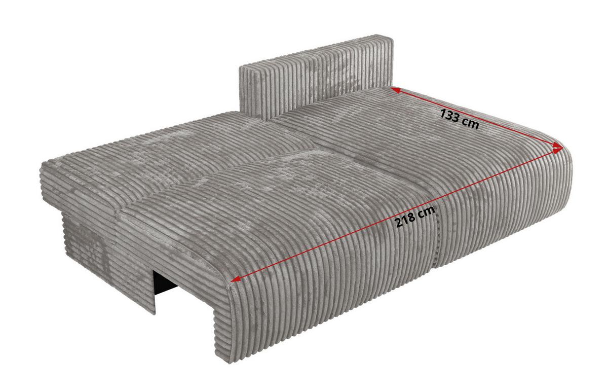 ECKSCHLAFSOFA VIVO L Grau Cord - links - Schwarz/Grau, Kunststoff/Textil (223/150cm) - MKS