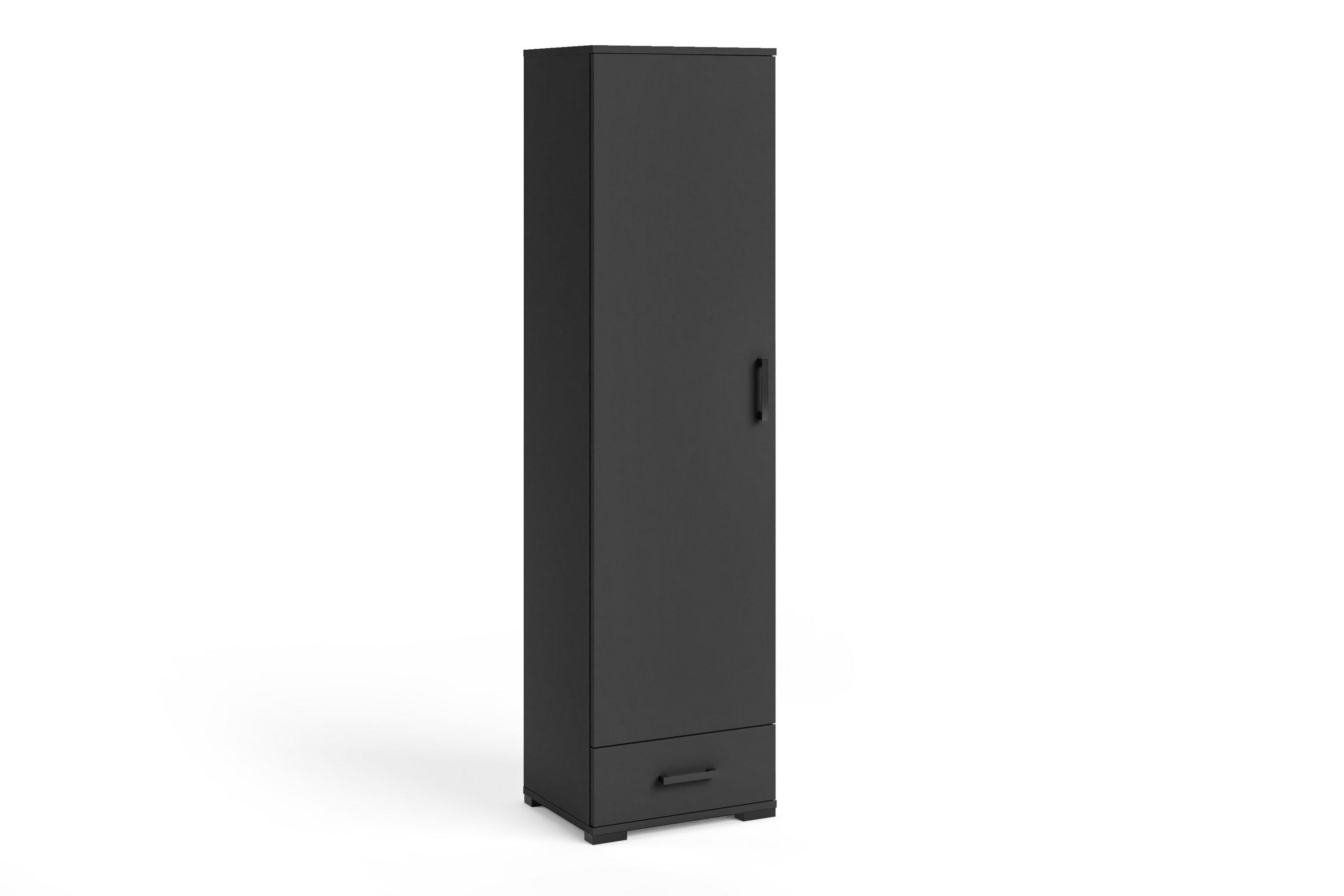 DREHTÜRENSCHRANK ALBANO 50/186/40cm 1-türig Schwarz - Schwarz, Holzwerkstoff (50/186/40cm) - MASSENO