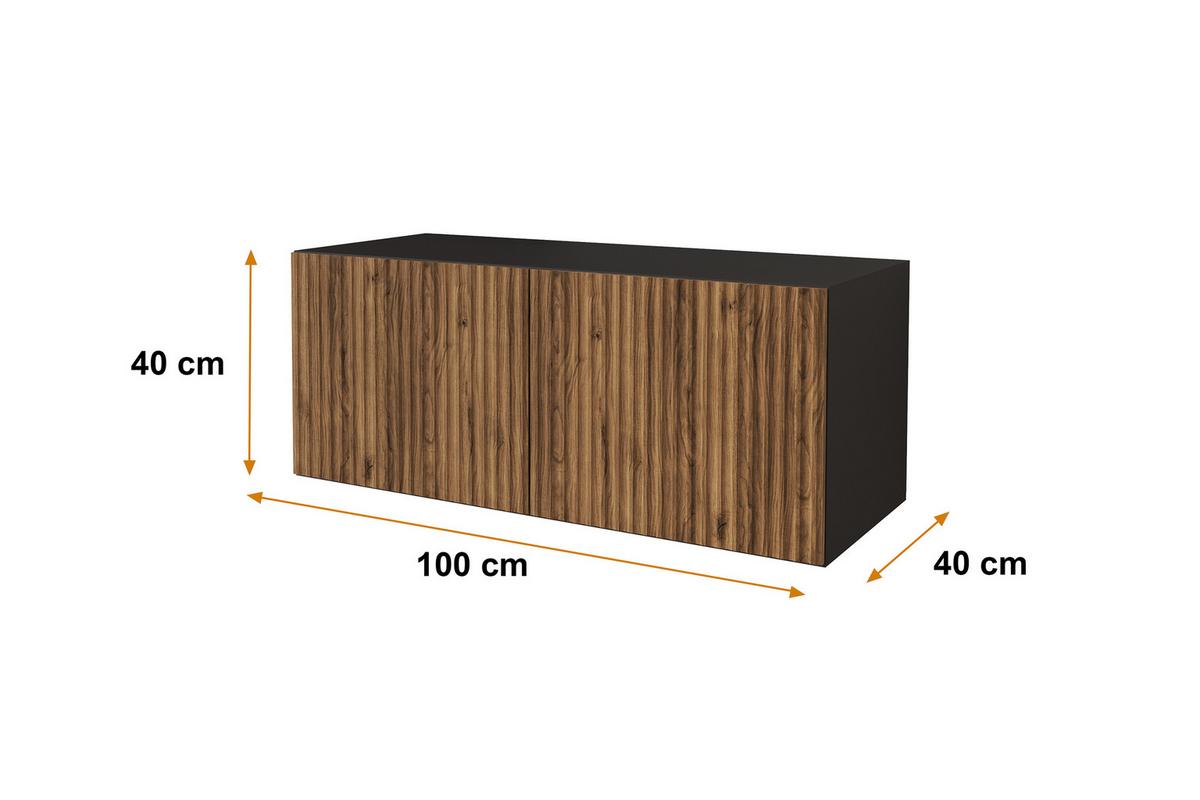 LOWBOARD NOA-2-W 100x40x40 cm - Schwarz / Katania - Eiche Wotan, Holzwerkstoff (100/40/40cm) - ALTDECOR