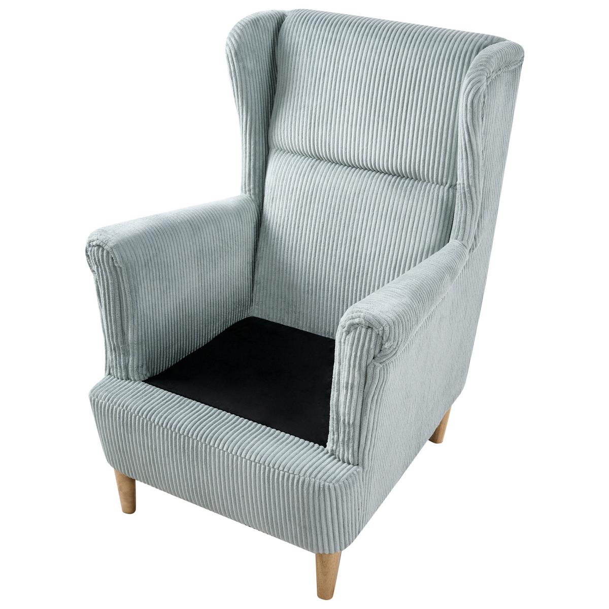OHRENSESSEL Hellbraun Abson - Blau/Hellbraun, Textil (64/100/65cm) - Beliani