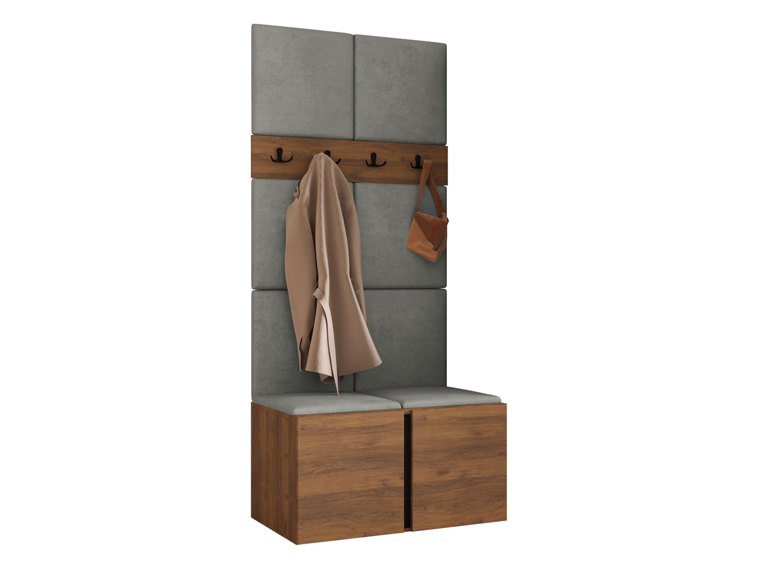 GARDEROBEN-SET Orion IV - Nussbaumfarben/Grau, Holzwerkstoff/Kunststoff (84/186/46cm) - MIRJAN24