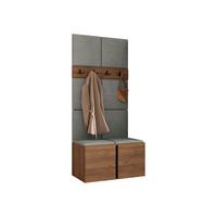 GARDEROBEN-SET Orion IV - Nussbaumfarben/Grau, Holzwerkstoff/Kunststoff (84/186/46cm) - MIRJAN24