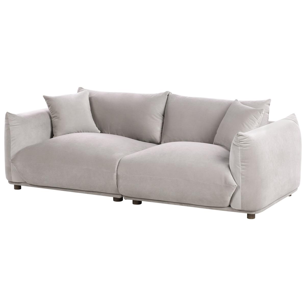 3-SITZER-SOFA Samtstoff Taupe Luvos - Taupe, Textil (220/75/104cm) - Beliani