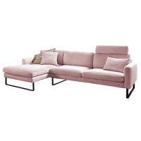 ECKSOFA RICARDA Pink Cord - Schwarz/Rosa, Textil/Metall (298/154cm) - KAWOLA
