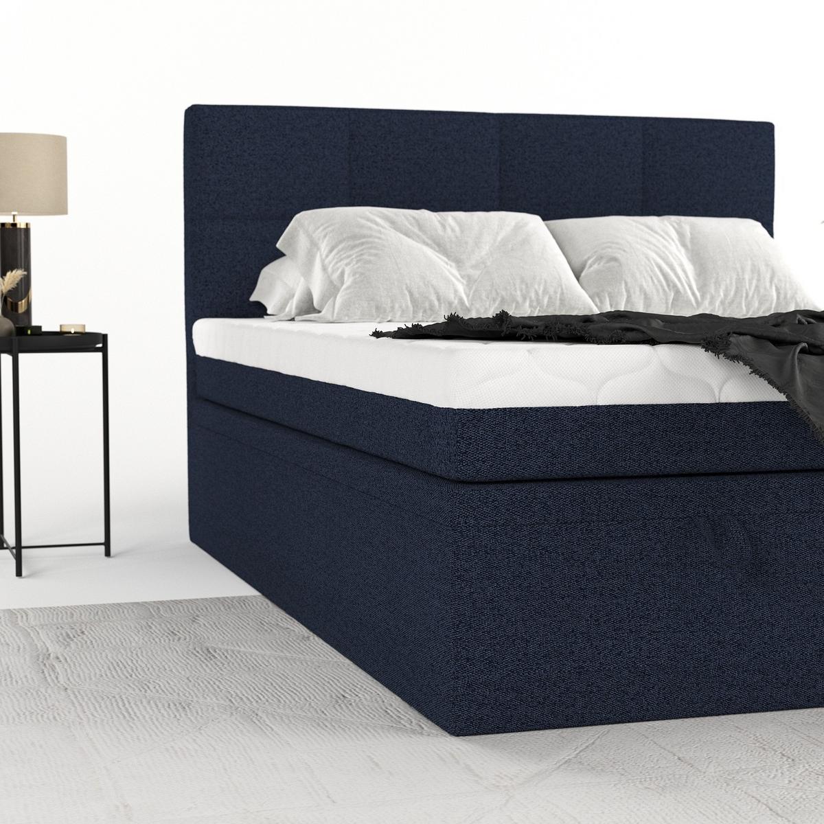 BOXBETT Tessa 180/200 cm Marineblau im Riva Stoff - Schwarz/Dunkelblau, Holz/Holzwerkstoff (180/200cm) - AltaBeds