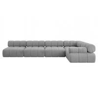 ECKSOFA modulares Sofa Mende-L3 - 380x190x70 cm Hellgrau Velours - Hellgrau, Holzwerkstoff/Textil (380/190cm) - ALTDECOR