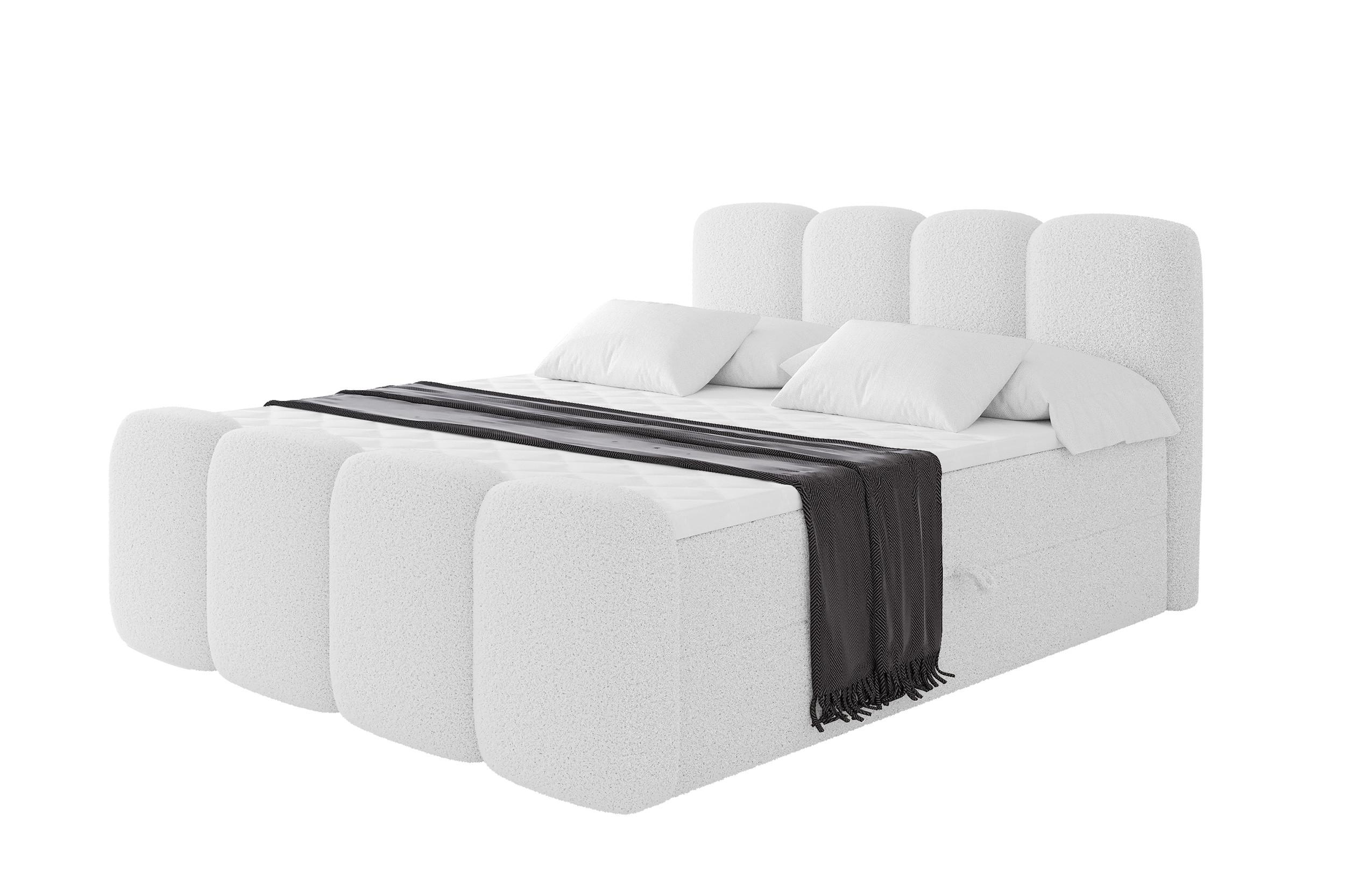 BOXBETT mit Matratze H4 - NINA-Z - 180x200 cm - Weiß - Weiß, Holzwerkstoff (180/200cm) - ALTDECOR