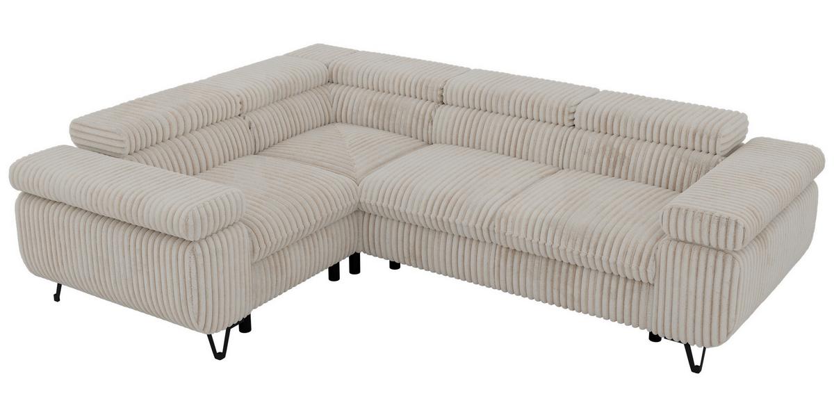ECKSOFA ORSO L Beige Cord - Links Seite - Beige/Creme, Textil/Metall (197/268cm) - MKS