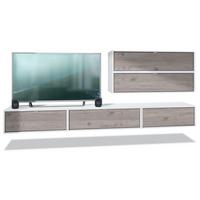 WOHNWAND Lana Fronten in Eiche Nordic - Silbereichenfarben, Holzwerkstoff (260/150/37cm) - Vladon