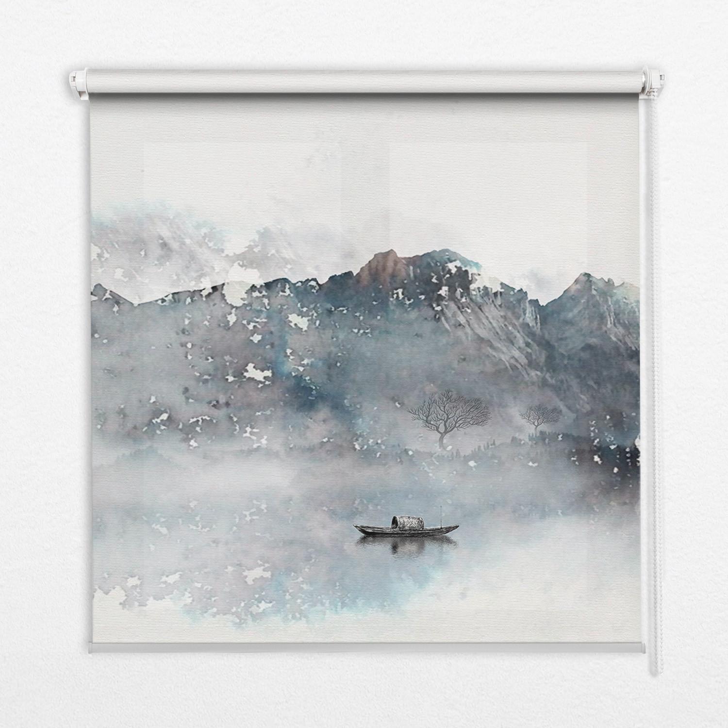 INNENROLLO - Fensterrollo - Rollo - 100x140 cm - Bemalte Berge - Grau, Kunststoff (100/140/0.5cm) - TULUP