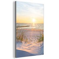 METALLBILD Strand - Sonne - Düne - Gras - Sand - Horizont 80x120 cm - Hellblau, Metall (80/120cm) - MuchoWow