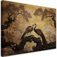 WANDBILD pfau bonsai baum - Beige, Textil (60/40cm) - Feeby