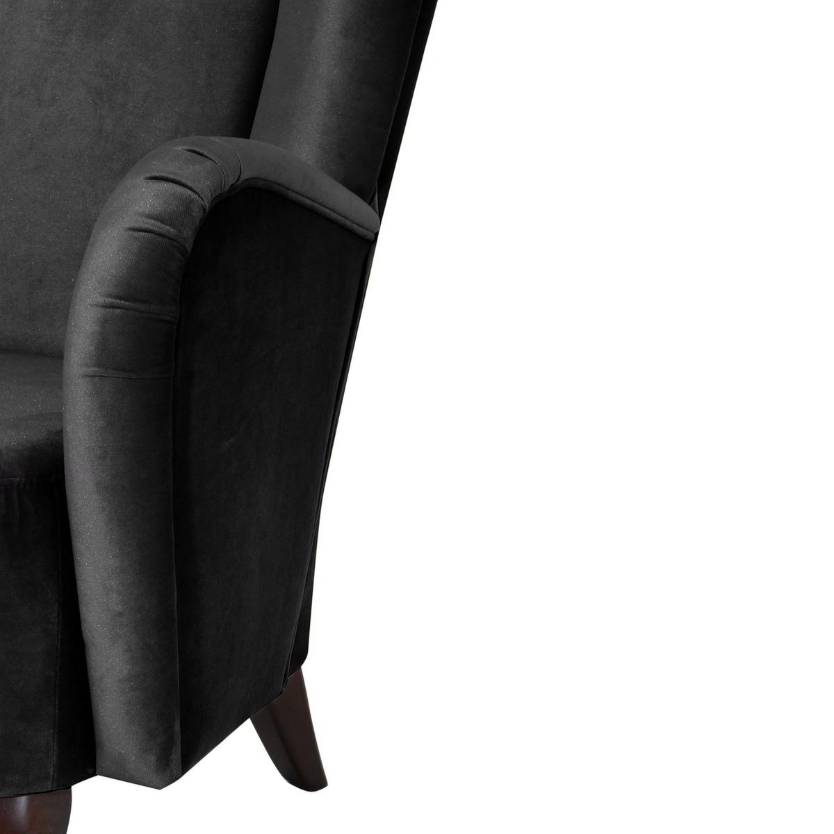 HOCHLEHNSESSEL Kailey Bezug Samtvelours Buche nussbaum dunkel / schwarz - Schwarz, Kunststoff (96/122/89cm) - 58aufmkessel