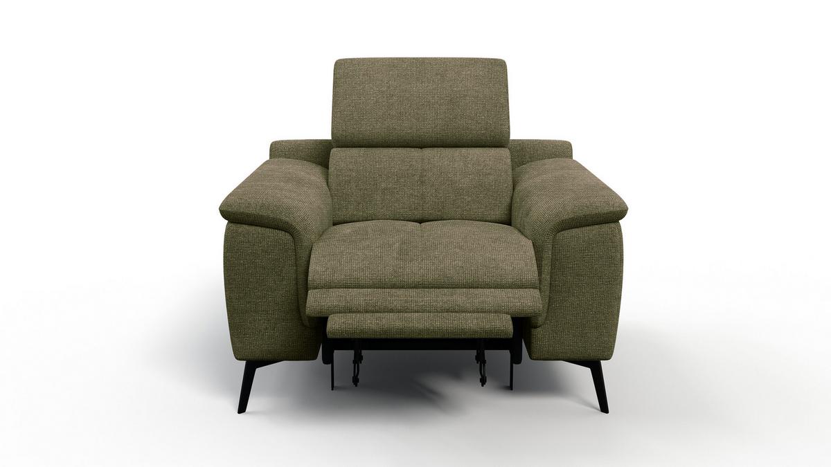 SESSEL FIERO mit Relaxfunktion, olivgrün - Schwarz/Olivgrün, Holzwerkstoff/Textil (114/82/103cm) - Wozimo