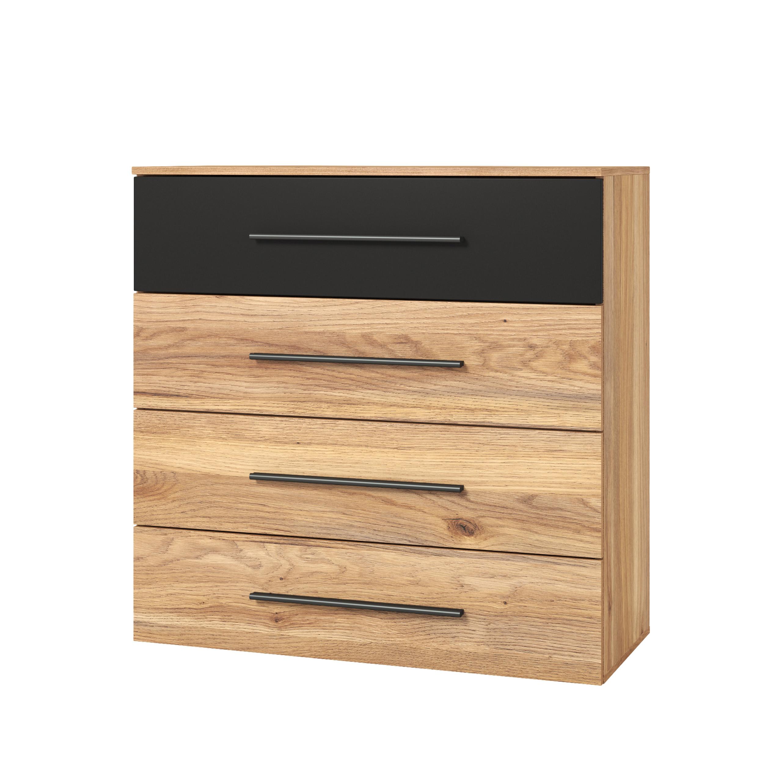 KOMMODE BETTINA 91/92/40 cm mit 4 Schubladen Eichefarben - Eichefarben, Holzwerkstoff (91/92/40cm) - MASSENO