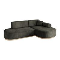 ECKSOFA Ottomane Rechts MARI-L1-v1 - 243x171x83 cm Schwarz Velours - Schwarz, Holzwerkstoff/Textil (171/243cm) - ALTDECOR