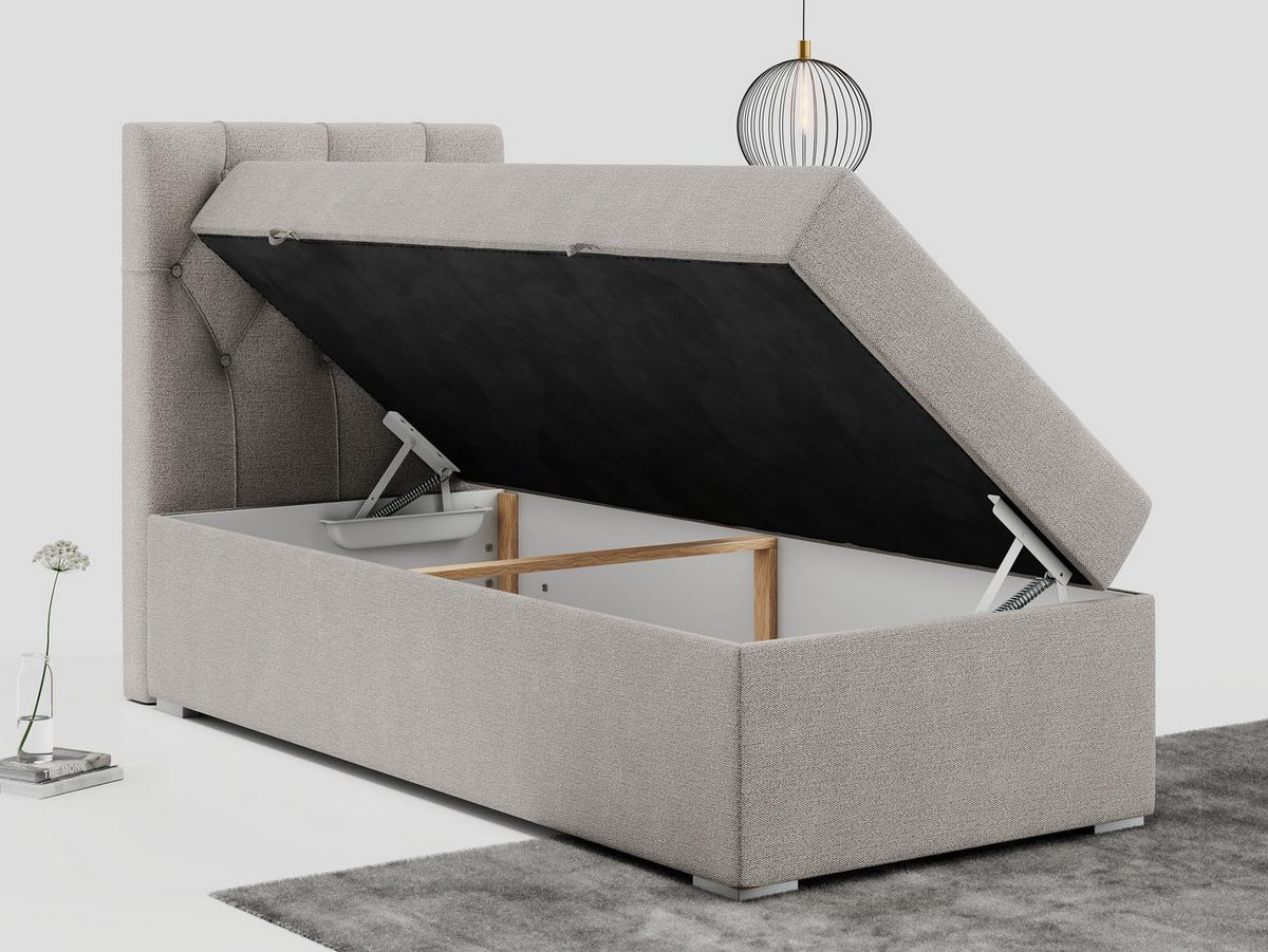 BOXBETT ALDA 90/200 Beige Struktur - H3 - Links Seite - Beige, Holz/Textil (90/200cm) - MKS