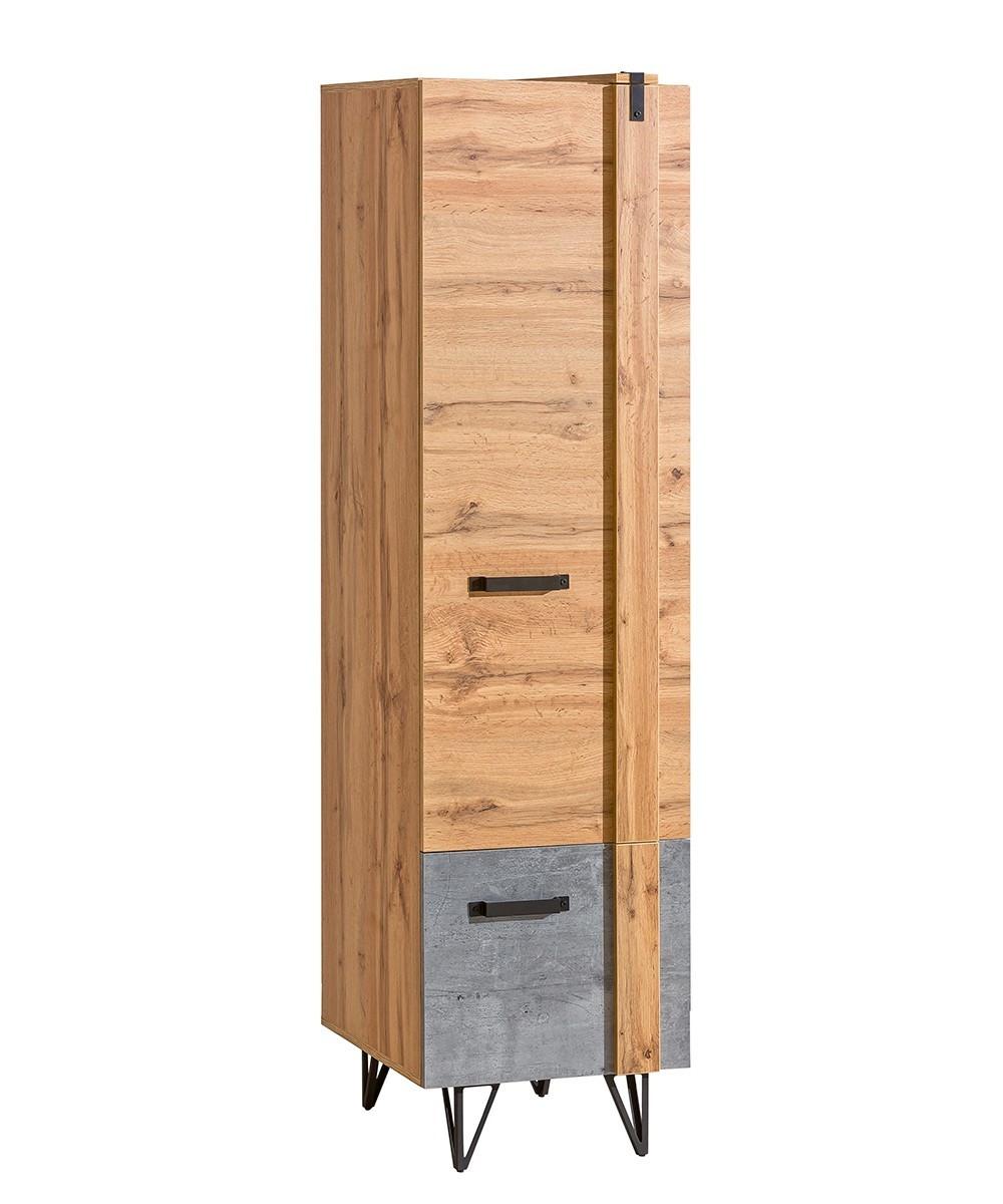 DREHTÜRENSCHRANK BRANDO 45,1/187,1/55,3cm 2-türig Eiche Wotan - Eiche Wotan/Grau, Holzwerkstoff (45.1/187.1/55.3cm) - MASSENO