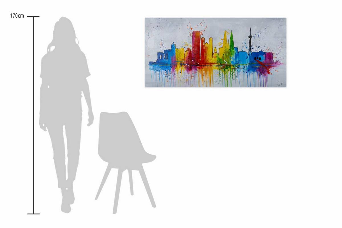 ACRYLBILD HANDGEMALT 120/60 cm - Blau/Gelb, Holz/Textil (120/60cm) - KUNSTLOFT