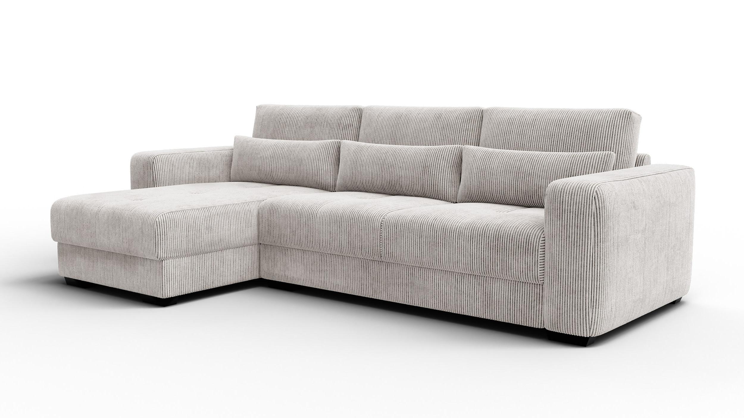 ECKSOFA OLI 4-Sitzer links, perlweiß - Weiß, Holz/Textil (295/172cm) - Wozimo