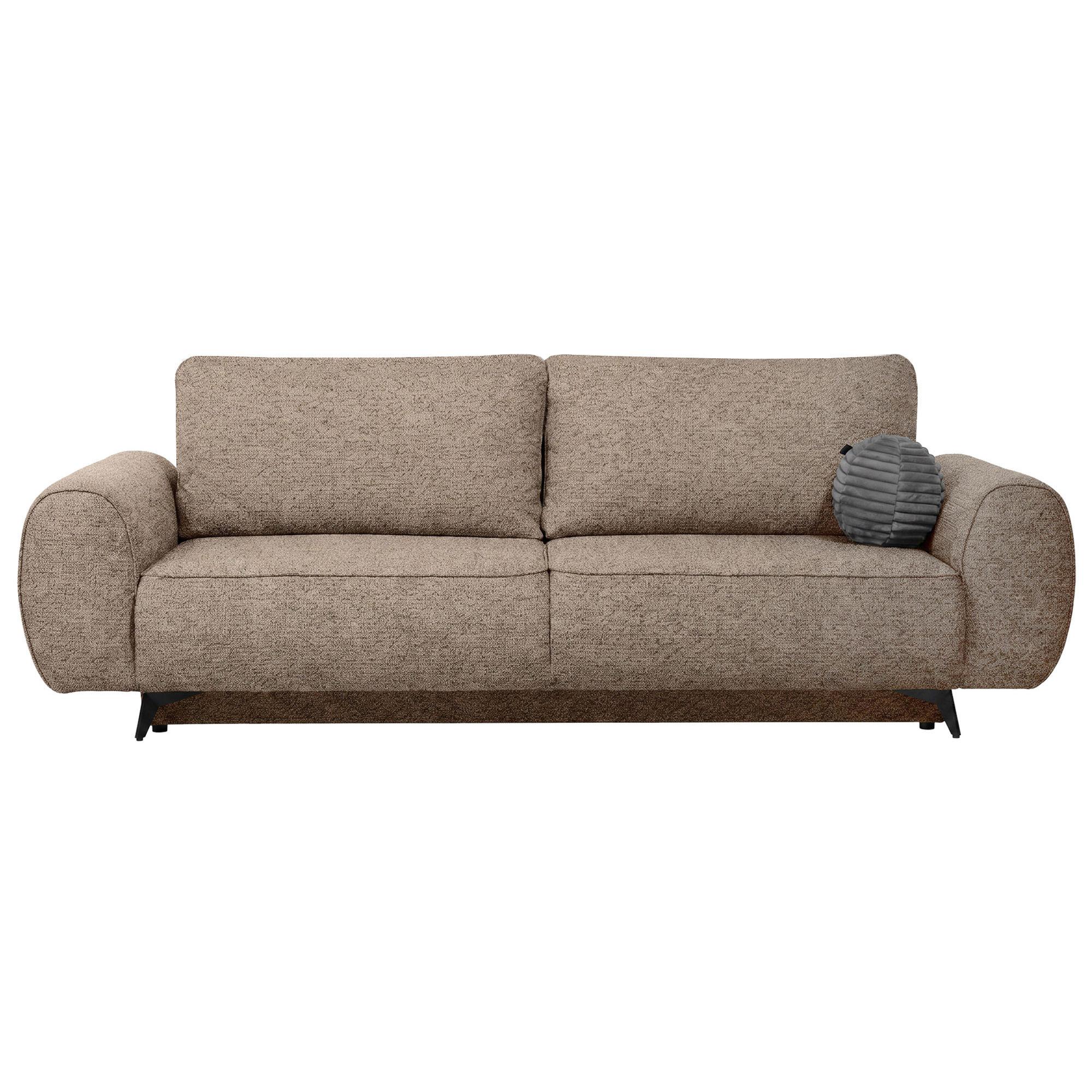 SCHLAFSOFA Vito 3-Sitzer mit Bettkasten, DL-System, Chenille-Stoff, Braun - Schwarz/Braun, Textil (256/90/99cm) - Beautysofa