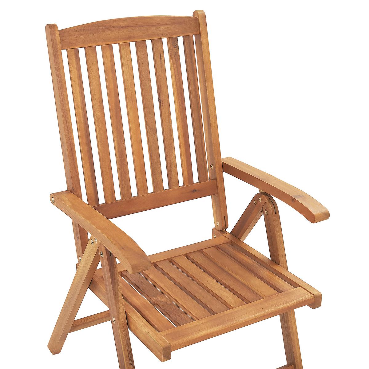 BALKONSET 2-Sitzer Akazienholz hellbraun verstellbar Java - Hellbraun, Holz - Beliani