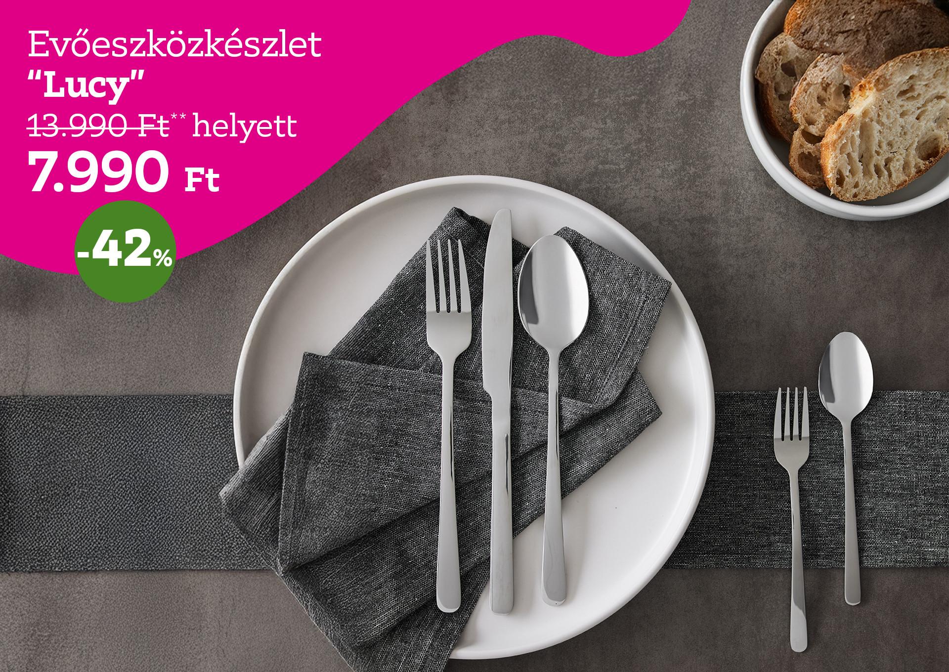 Evőeszközkészlet LUCY 13990 Forint helyett 7990 Forint, kedvezmény mértéke 42%