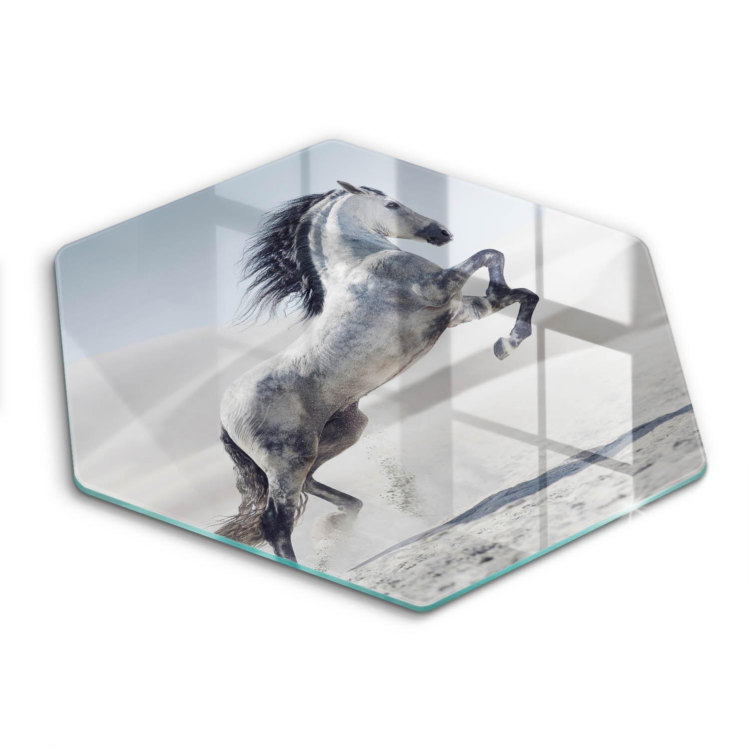 GLASPLATTE 40 cm Weißes rumänisches Pferd - Grau, Glas (40/40cm) - Wallfluent