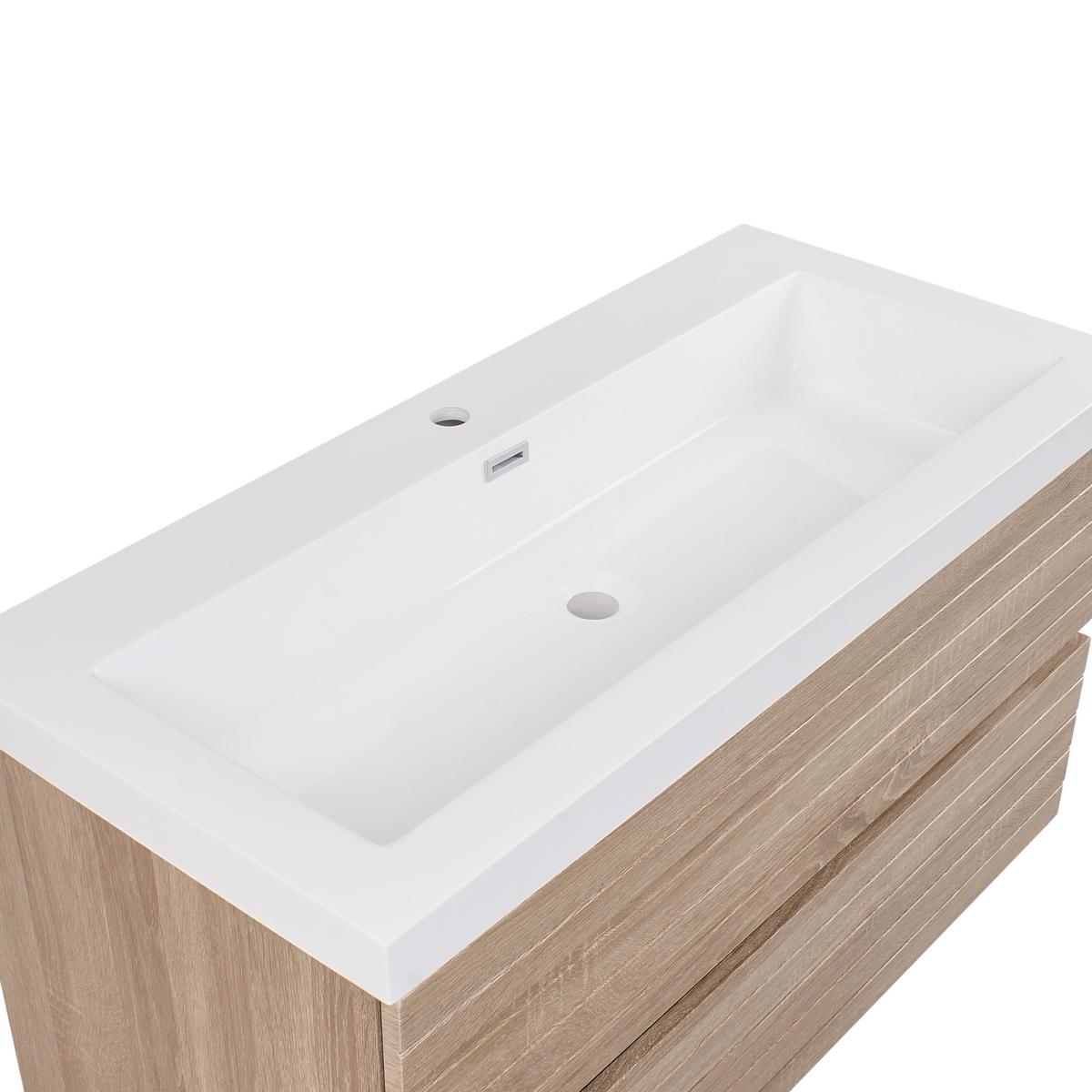WASCHBECKENUNTERSCHRANK wandmontiertk mit Waschbecken Hellbraun Urucu - Hellbraun, Holzwerkstoff (100/55/46cm) - Beliani