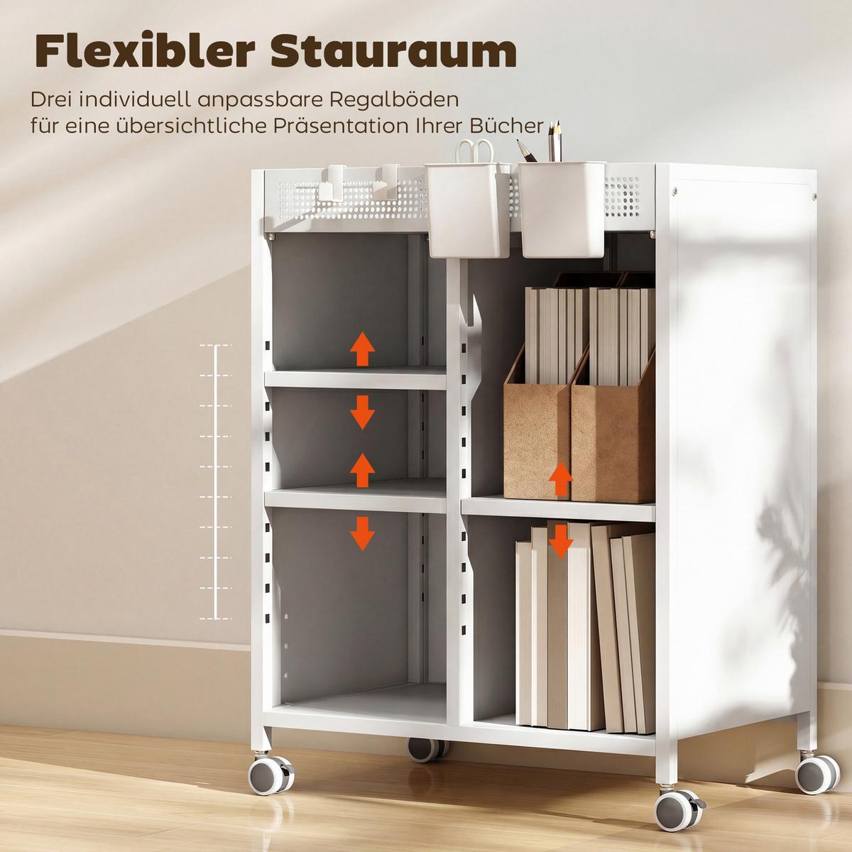 BÜCHERREGAL Stahl Weiß - Weiß, Metall (34/69.5/53cm) - HOMCOM