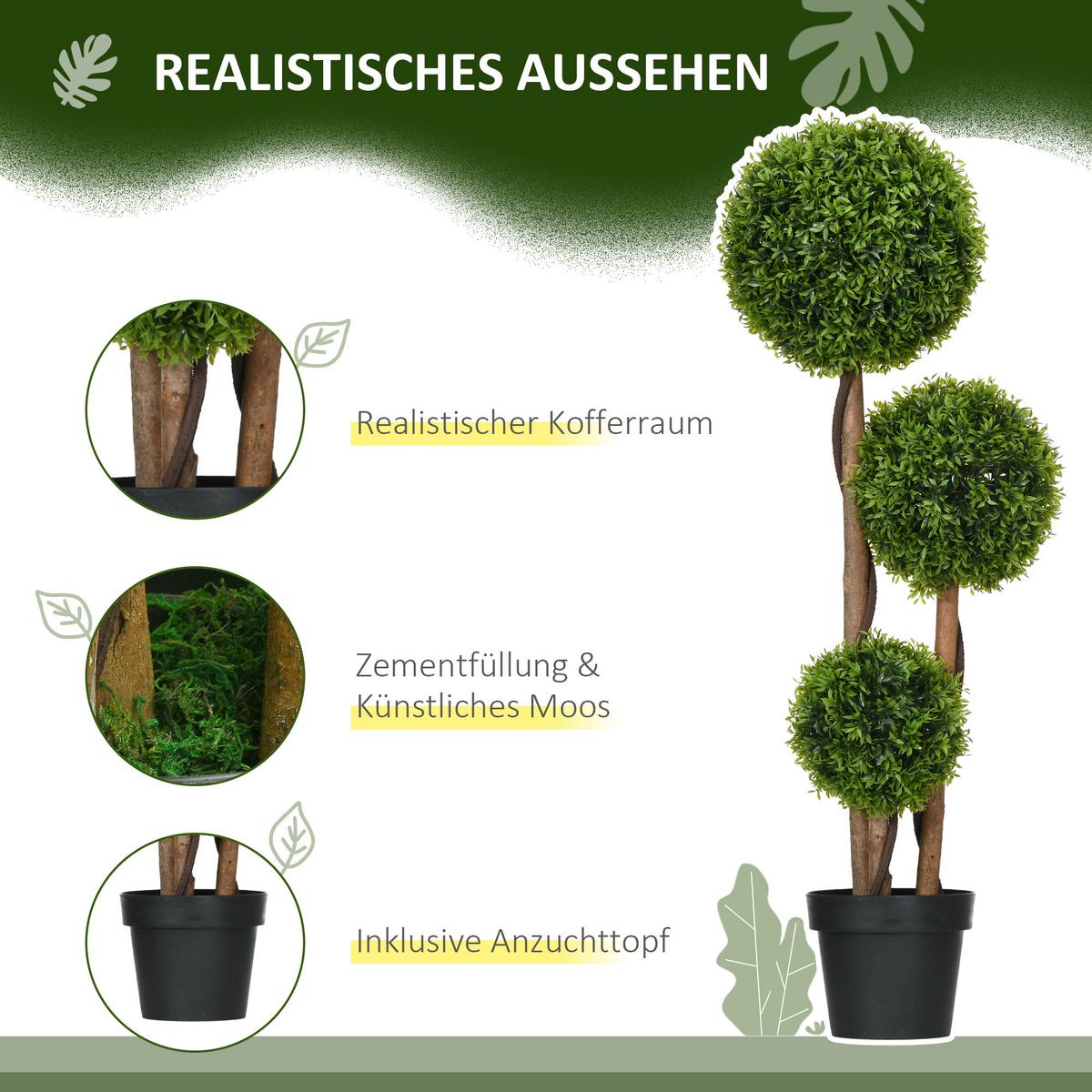 KUNSTPFLANZE PE Grün - Schwarz/Braun, Kunststoff (110cm) - HOMCOM