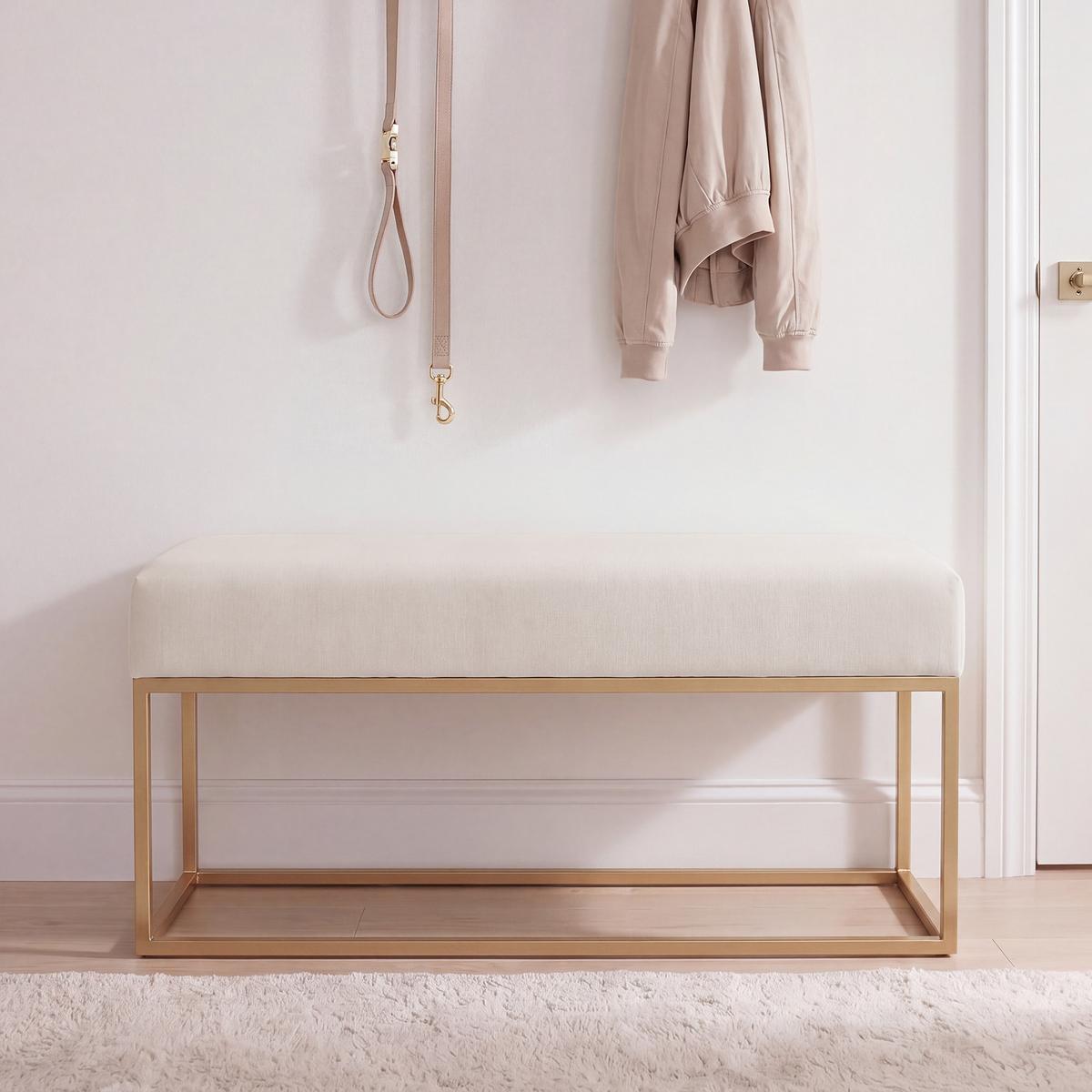 POLSTERBANK STELLA 100 cm Metallgestell, Gold / Beige - Beige, Textil/Metall (100/44/30cm) - Idohome