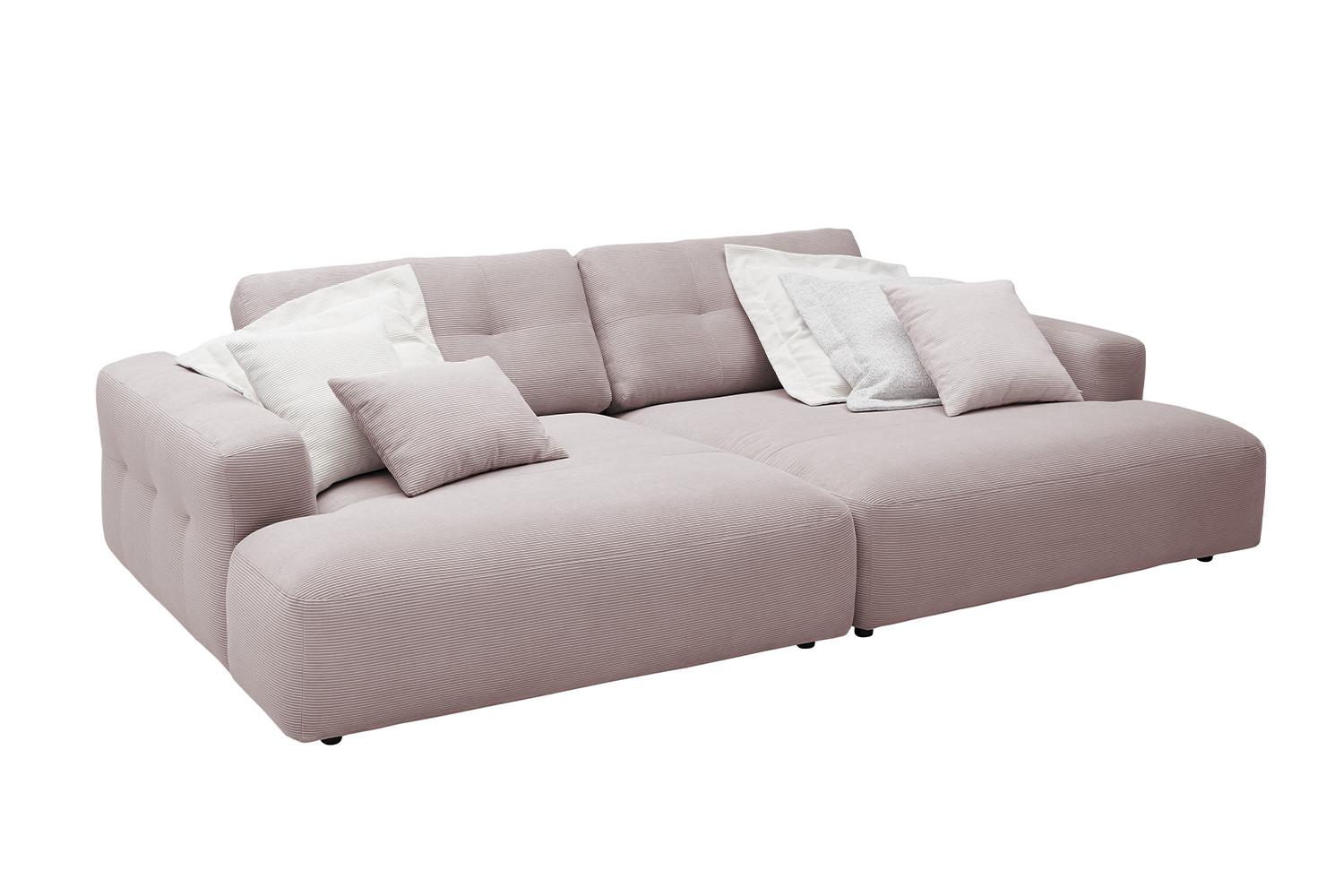 BIG SOFA MIKA Pink Cord - Schwarz/Rosa, Kunststoff/Textil (300/86/167cm) - KAWOLA