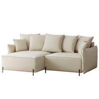 ECKSOFA MARCO Links, mit Schlaffunktion und Bettkasten, Creme - Creme, Textil/Metall (221/148cm) - Idohome