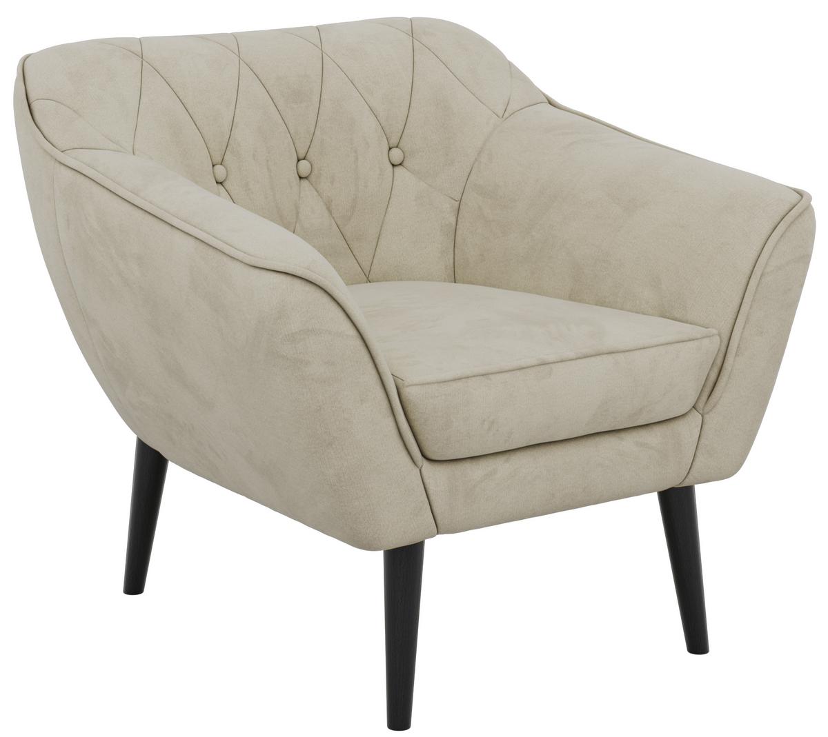 SESSEL PIRS - Beige Velvet - Schwarze Beine - Beige/Schwarz, Holzwerkstoff/Textil (80/75/74cm) - MKS
