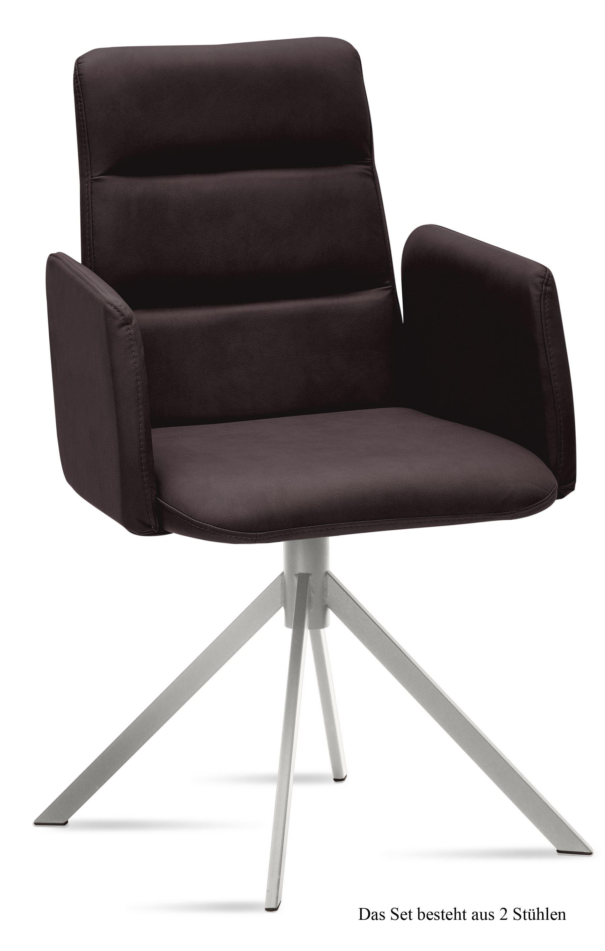 ARMLEHNSTUHL (2er-Set) Dorlen 52x92x60 Edelstahl/Espresso - Edelstahlfarben/Dunkelbraun, Kunststoff (60/92/52cm) - 58aufmkessel
