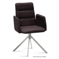 ARMLEHNSTUHL (2er-Set) Dorlen 52x92x60 Edelstahl/Espresso - Edelstahlfarben/Dunkelbraun, Kunststoff (60/92/52cm) - 58aufmkessel