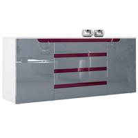 SIDEBOARD Sintra Grau Hochglanz / Brombeer Hochglanz - Grau, Holzwerkstoff (166/72/35cm) - Vladon