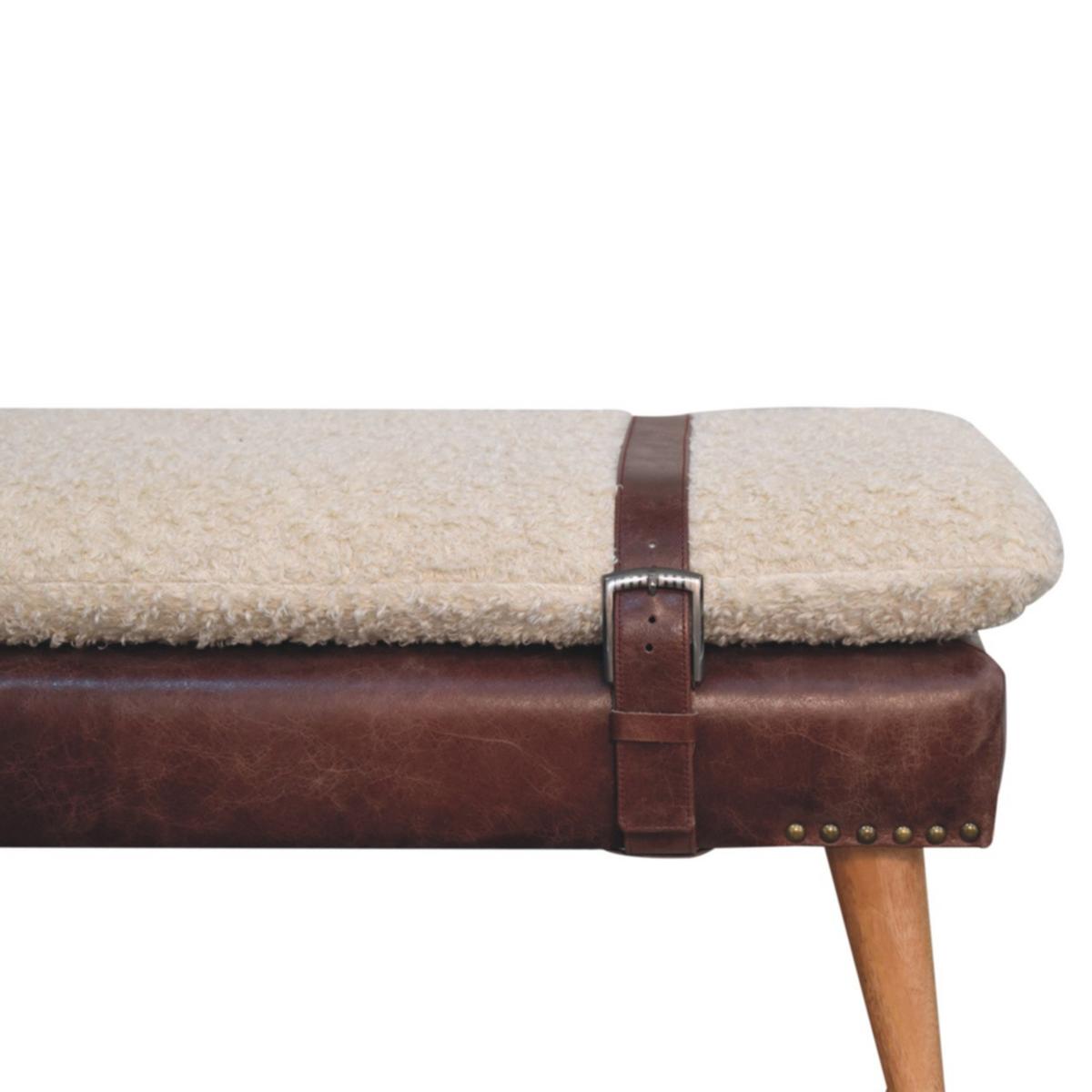 BANK Bouclé, Mahagoni - Braun, Holz (90/40/35cm) - Artisan Furniture