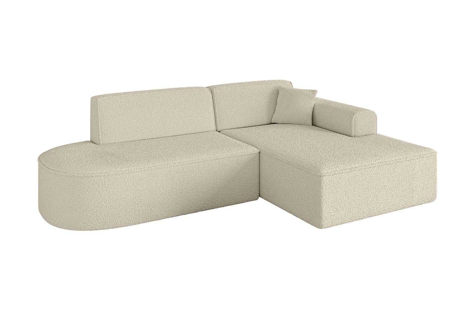ECKSOFA Ottomane Rechts IREA-L1-v3 - 232x165x77 cm Beige - Hellbraun/Creme, Holzwerkstoff/Textil (232/165cm) - ALTDECOR