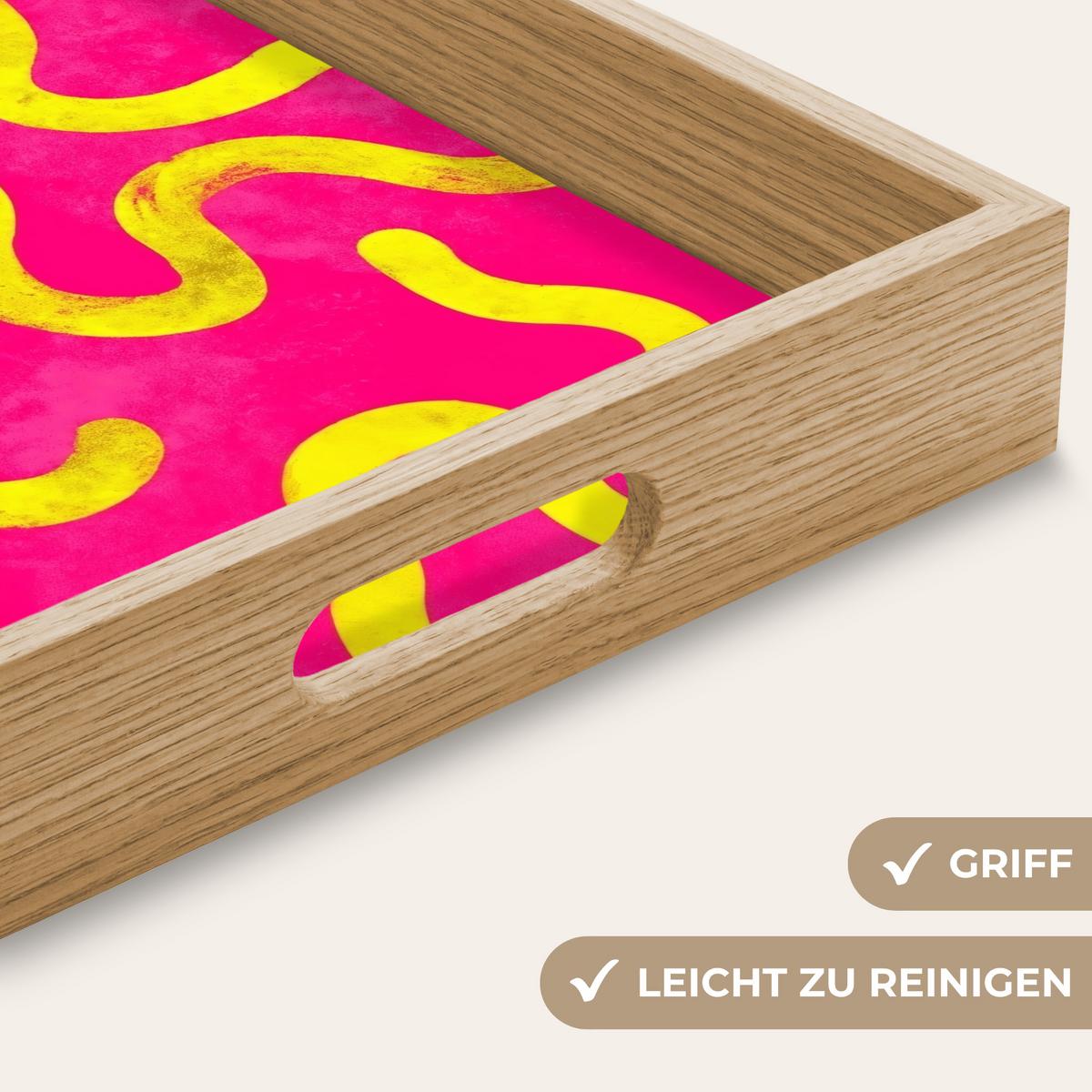 TABLETT Linie - Gelb - Abstrakt 40x30 cm - Pink, Holz (40/5/5cm) - OnlyWow