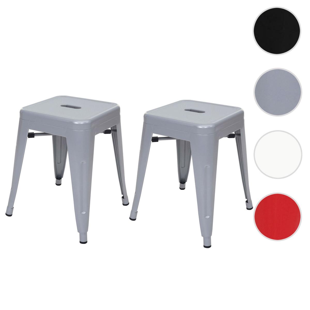 HOCKER Grau 2er-Set - Grau, Metall (39/46/39cm) - MCW