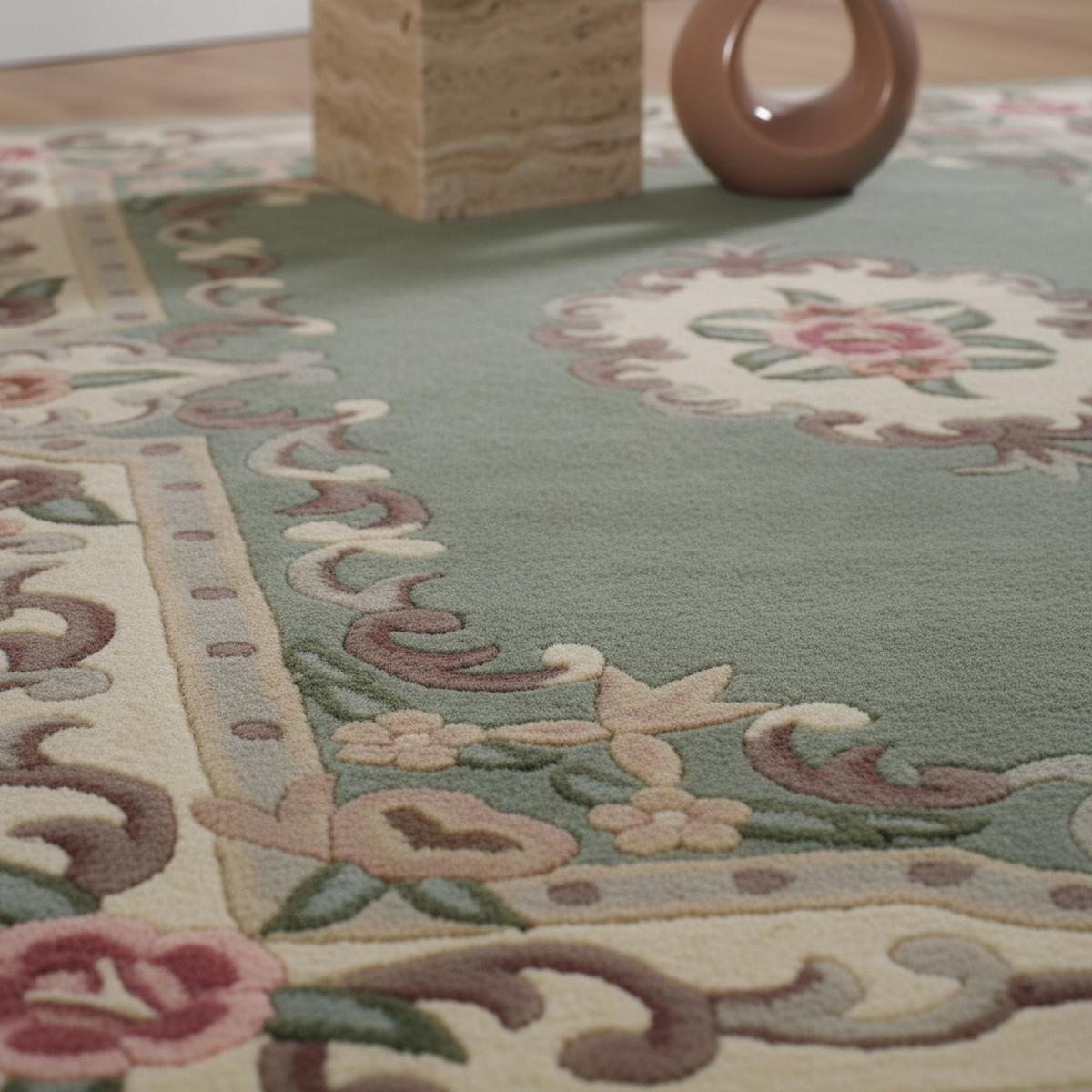 WOLLTEPPICH BEAULY, klassisch, Grün-Beige, 75 x 150 cm - Grün, Textil (75/150cm) - KADIMA DESIGN
