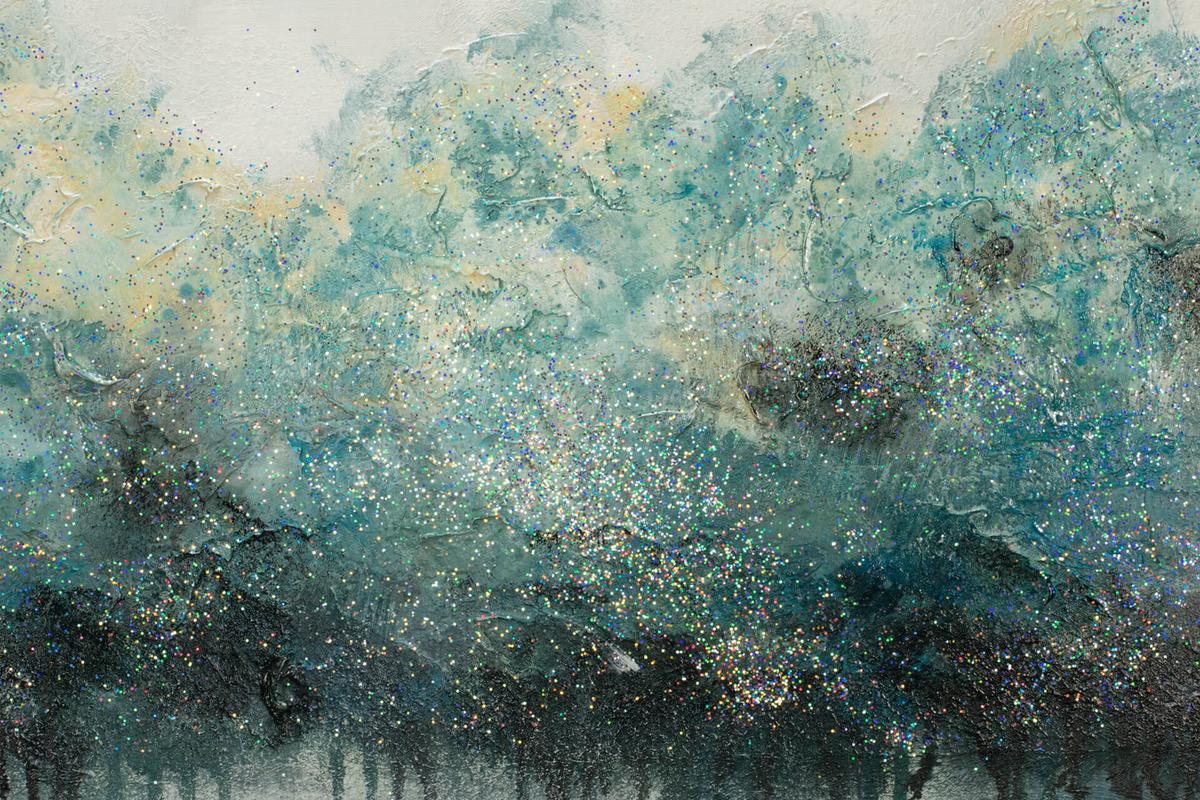 ACRYLBILD HANDGEMALT 100/75 cm - Türkis/Grau, Holz/Textil (100/75cm) - KUNSTLOFT