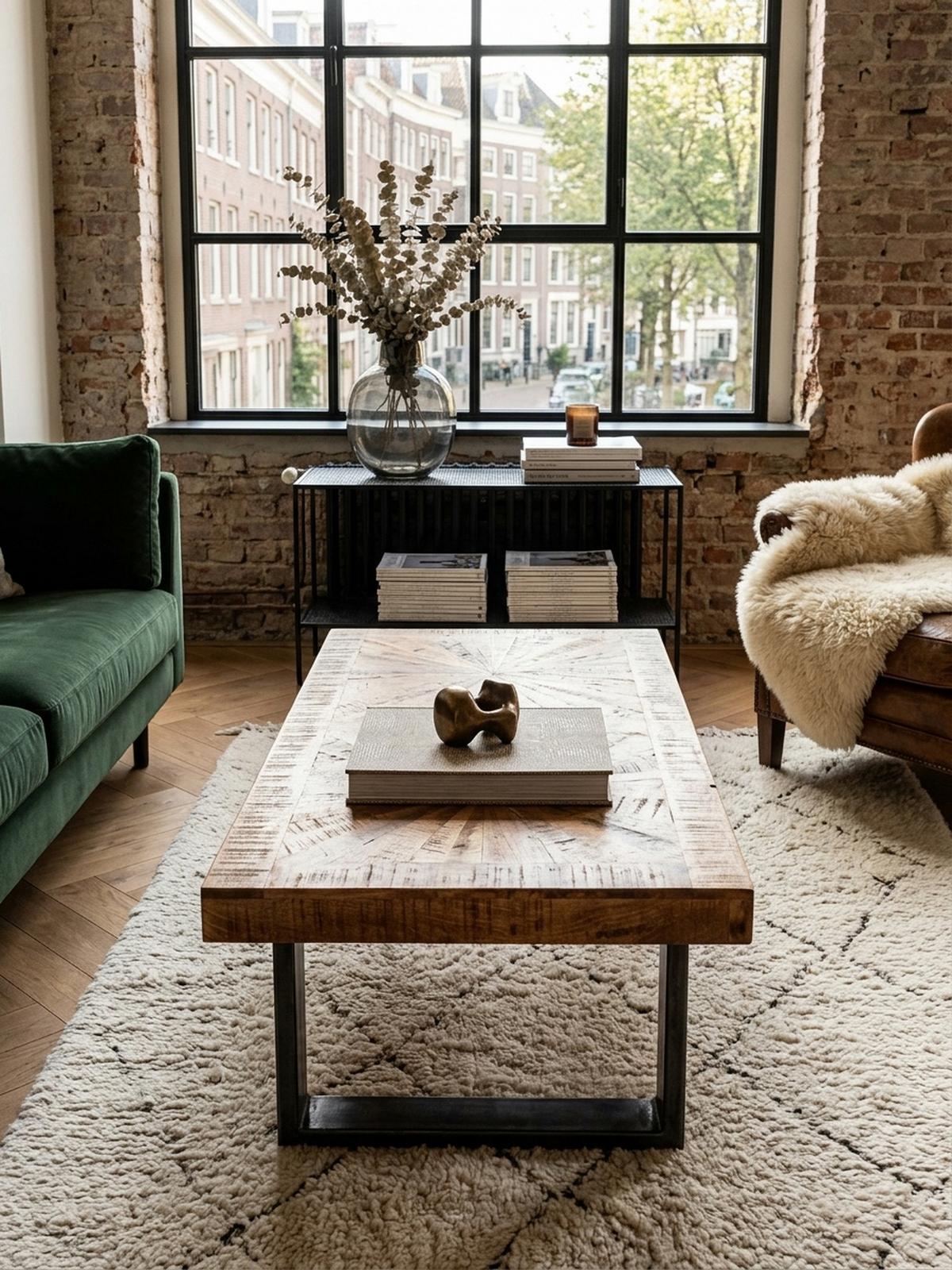 COUCHTISCH Mangoholz in Rustikalem Stil mit Metallbeinen, Maße 105x40x55 cm, Traglast 50 kg - Anthrazit/Braun, Holz/Metall (55/105/40cm) - KADIMA DESIGN