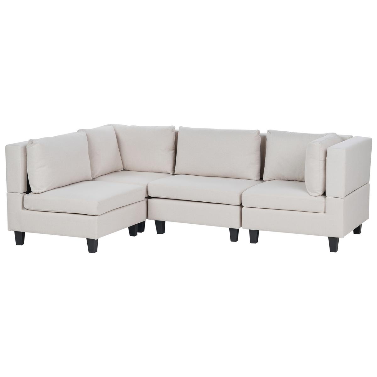 ECKSOFA Modul 4-Sitzer rechtsseitig Hellbeige Stoff Unstad - Beige/Schwarz, Textil (228/152cm) - Beliani