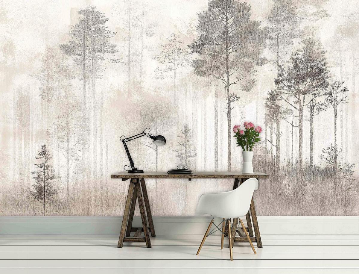 FOTOTAPETE Wald Vintage Betonwand 250x175 - Multicolor, Papier (250/175cm) - Wallarena