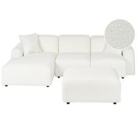 ECKSOFA Modul 3-Sitzer Bouclé Weiß mit Ottomane rechtsseitig Hede - Weiß, Textil (244/92cm) - Beliani